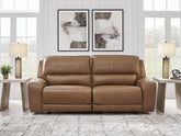 Prime Furniture - Ashley Furniture - DeepWakes Living Room - PWR REC Loveseat/CON/ADJ HDRST / Caramel - PCU6260618